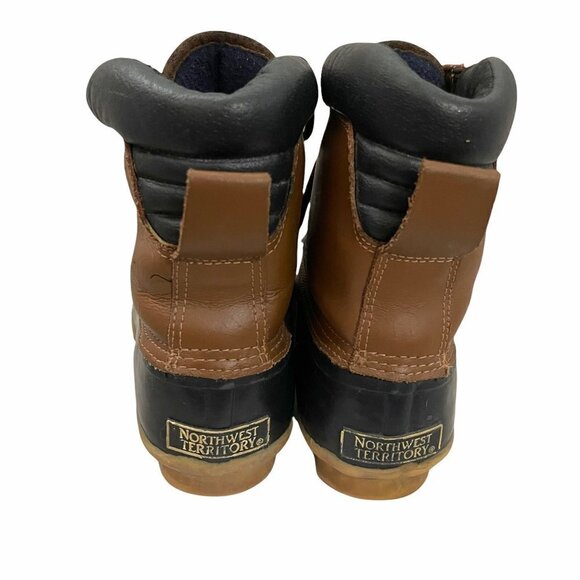 Northwest Territory Women's Brown Blue Leather Rubber Thinsulate Duck Boots Sz 9 - Picture 5 of 9
